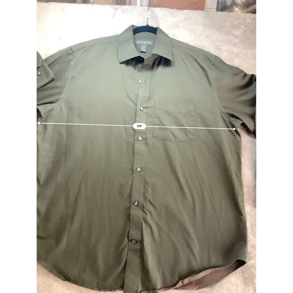 Banana Republic Mens XL Olive Green Cotton Button Down Shirt Long Sleeve Pocket